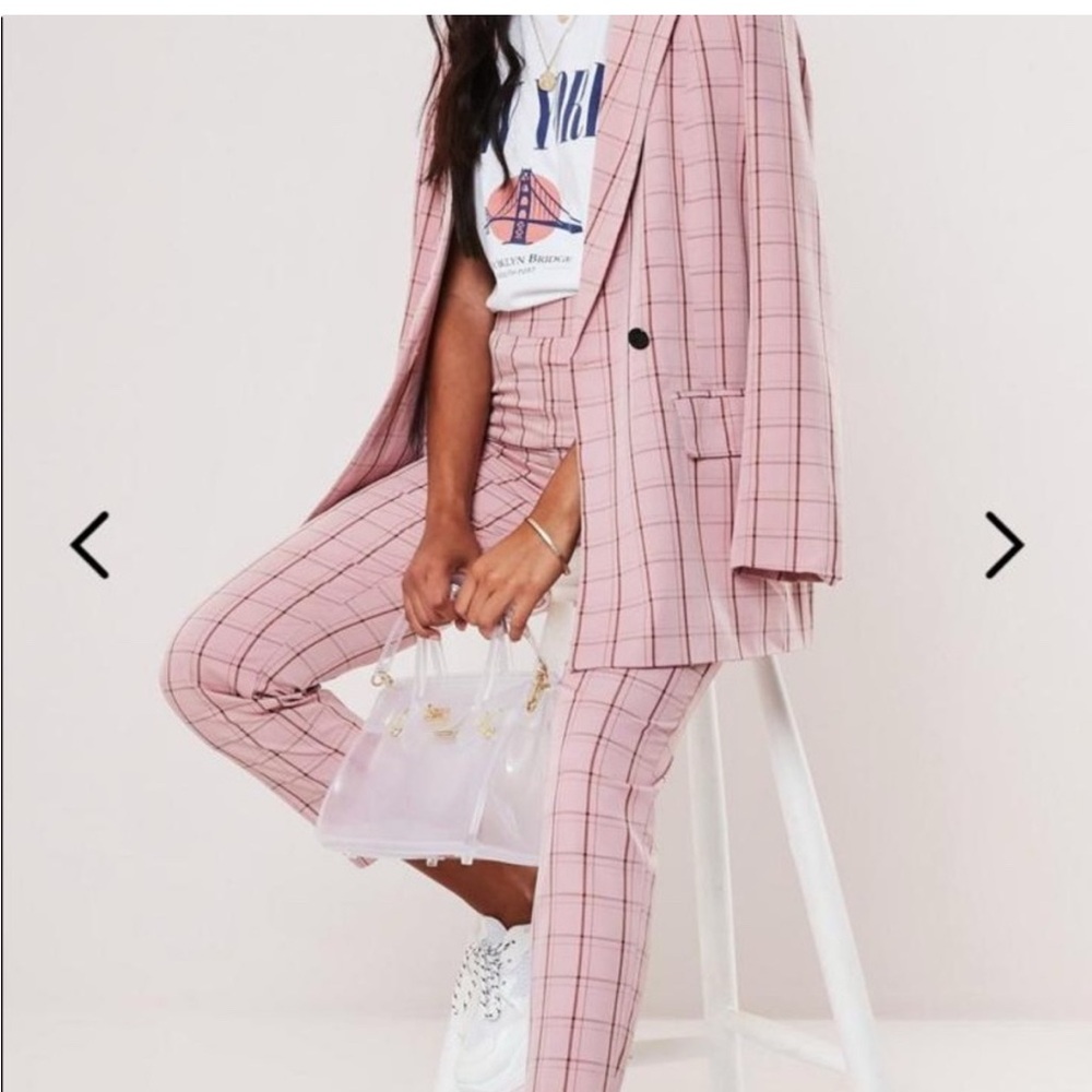 Missguided + Pink Checkered Women's Suit